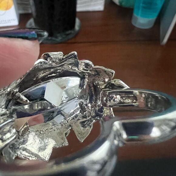 RARE! VTG Y2K? AVON *Floral* Butterfly Double 2 finger Ring M 7/8 - Picture 8 of 12